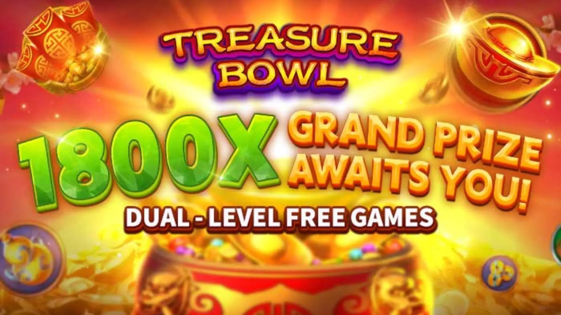 Multiplicadores Treasure Bowl alegriapg - 7777x Máximo com Tigela Dourada